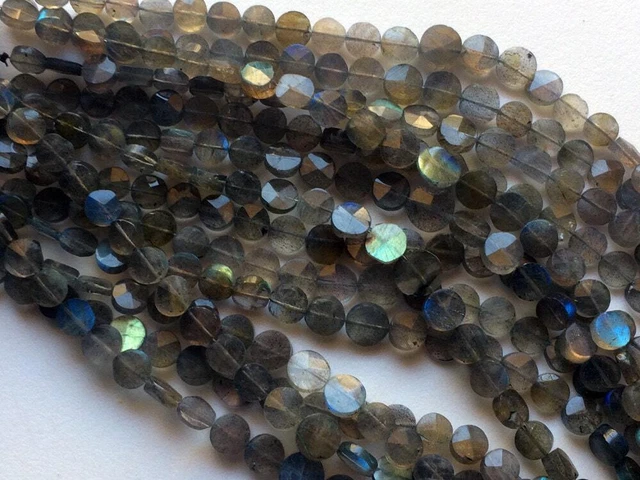 7mm Labradorite Facettes Pièce Perles, Naturel Droit Perceuse