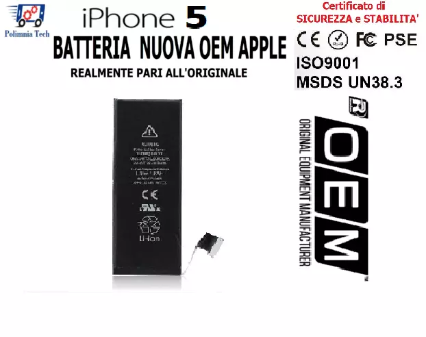 BATTERIA  NUOVA OEM APPLE  iPHONE 5 REALMENTE PARI ALL'ORIGINALE