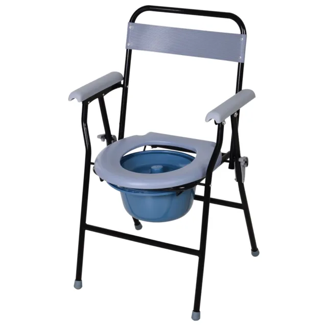 HOMCOM Sedia WC Pieghevole con Vaso Rimovibile per Anziani e Disabili
