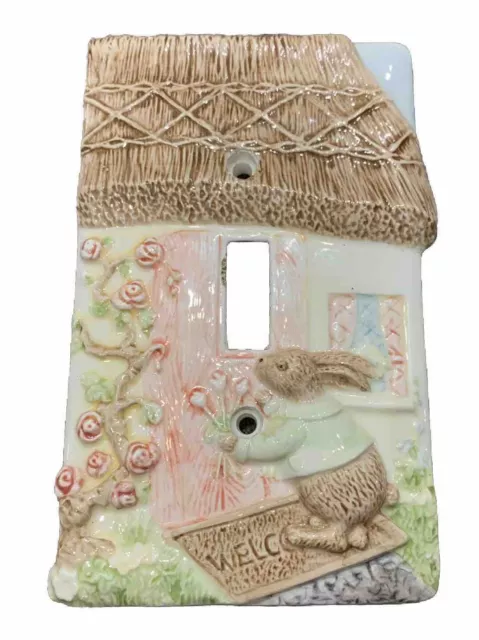 1985 Liz Shepherd Terragrafics Ceramic Bunny Light Switch Cover Nursery Cottage