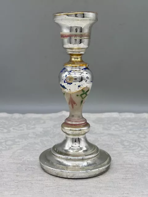 Antiker Biedermeier Kerzenleuchter Aus Glas Bauernsilber 19 Tes Jhdt
