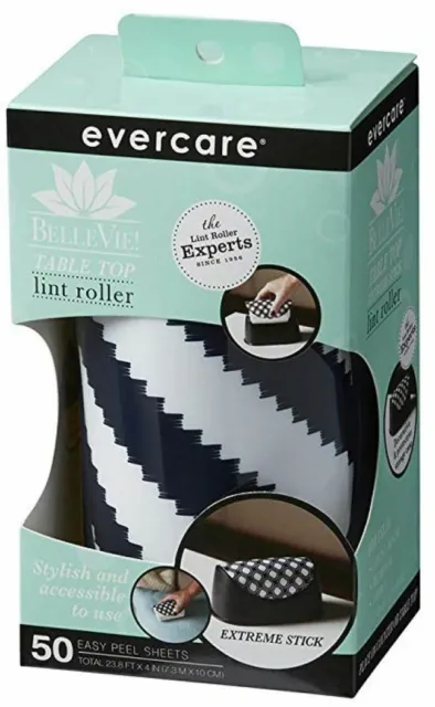 Evercare Bellevie Extreme Tabletop Lint Roller With 50 Layer Sheets, Navy White
