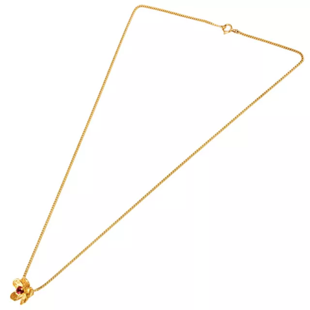 Auth Tiffany & Co. Flower Necklace Ruby 18K Yellow Gold L 41.5Cm Top 12X12Mm F/S