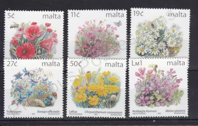 Malta Mnh Stamp Set 2001 Flower Definitives 6V Issued 2001 Sg 1138-1150