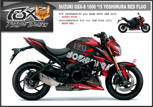 ADESIVI stickers MOTO KIT per SUZUKI GSX-S 1000 2015 YOSHIMURA RED FLUO