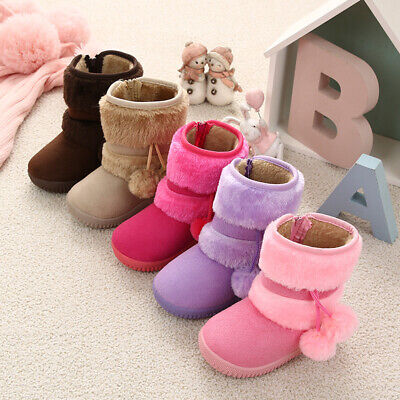 Boys Girls Toddler Waterproof Warm Shoes Shoes Winter Fur Lined UK Snow Boots
