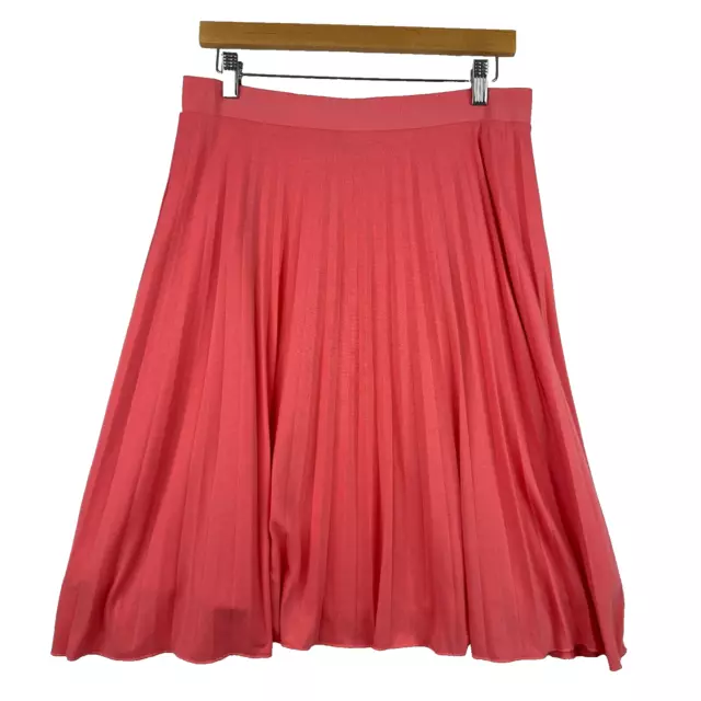 ANN TAYLOR WOMENS Midi Skirt Orange Sz 10 A-Line Pleated Lined Elastic ...