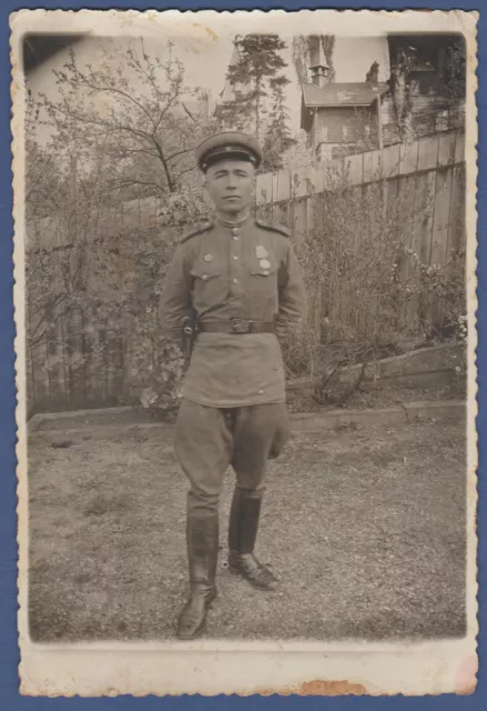 Handsome Military Guys soldiers in uniform with boots Soviet Vintage Photo USSR