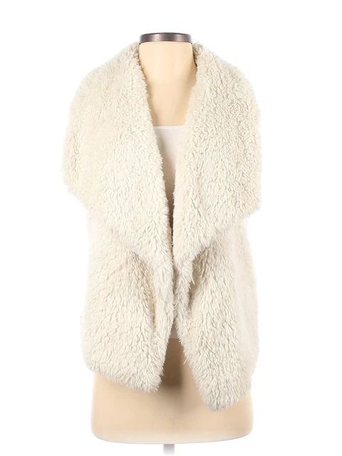 American Rag Cie Women White Faux Fur Vest XXS