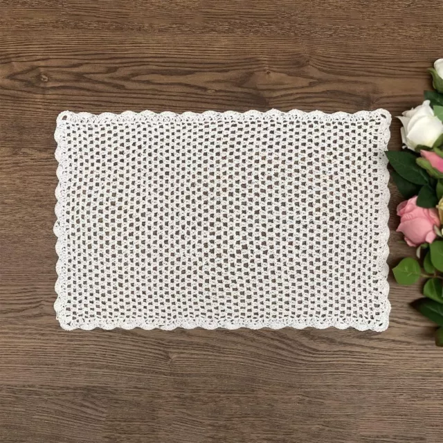 1-4x Vintage Hand Crochet Cotton Doily Rectangle Lace Table Runner Wedding 30x45