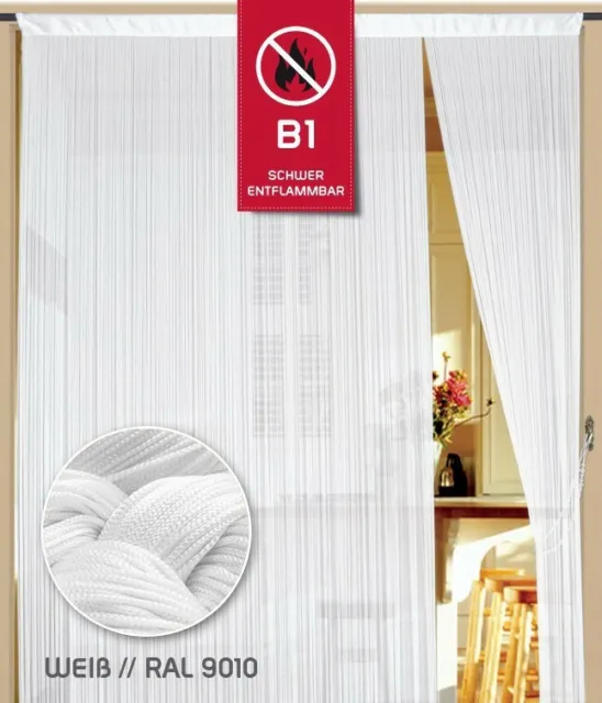 Fadenvorhang 250 cm x 400 cm (B x H) Farbe Weiß in B1 schwer entflammbar