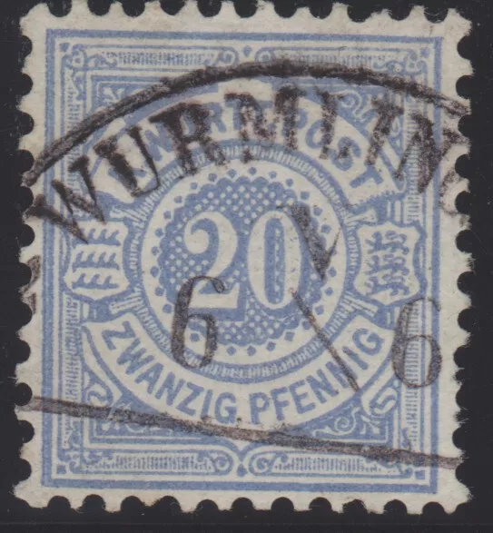 Württ. Bahnpost-Segmentstempel WURMLINGEN zentr. klar auf Nr. 47 a, sehr selten!