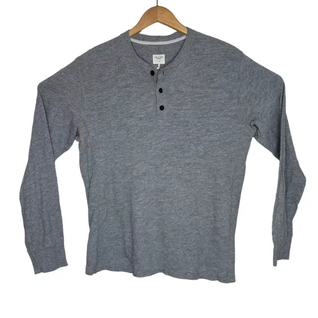 Rag & Bone Henley Long Sleeve Shirt Mens Size L Gray Cotton