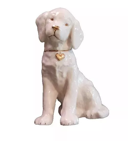 Vintage 4” Lenox Golden Retriever Dog Figurine White With Gold Accents