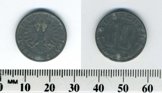 Austria 1948 - 10 Groschen Zinc Coin - Imperial Eagle with Austrian shield 7