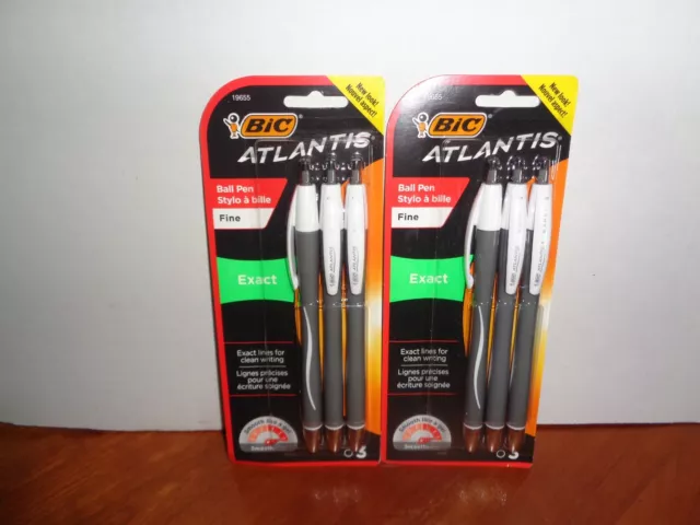 6 BIC Atlantis Exact Retractable Ballpoint Pen, Fine (0.7 mm) Black 2-3 Packs