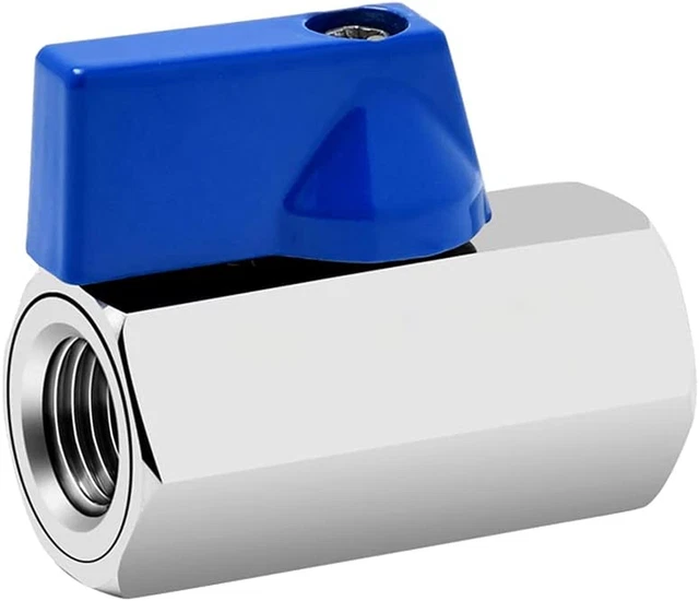 1/8" Mini Ball Valve, Stainless Steel Female X Female NPT Thread Shut-Off Valve