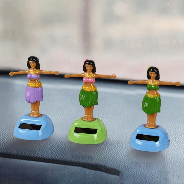SHAKING HEAD DANCING Doll Car Ornament Hawaii Swinging Girl Solar Power