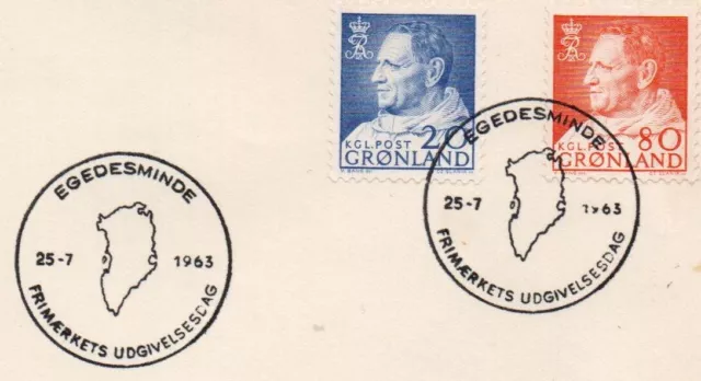 Slania engraved stamps -Greenland 1963 Frederik IX 20&80 Ore FDC