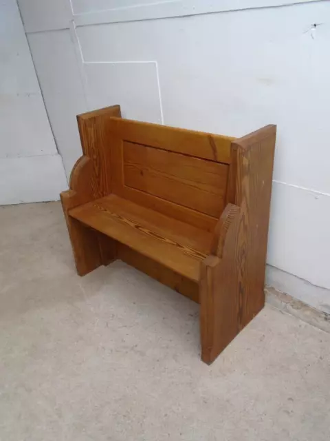 A Superb Victorian Antique / Old Pine Waxed 1 Seater Church Pew