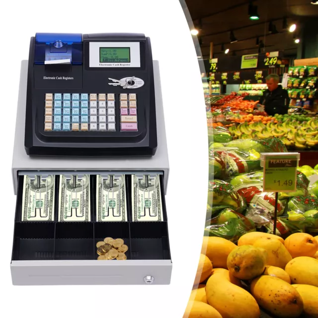Electronic POS System Cash Register LED Display For Retail With Drawer 48 Keys