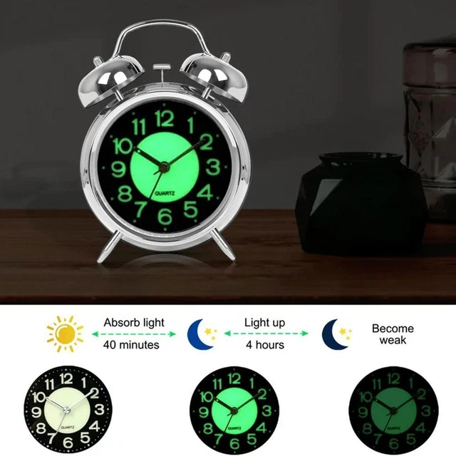 Silent Bedside Alarm Clock | Non^Ticking | Glow-in-the-Dark Clock Bedroom U4K4
