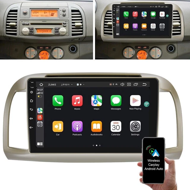 Autoradio Android 13 9" Pour Nissan Micra K12 (2002-2009) - CarPlay & Android Auto Sans Fil, GPS, Bluetooth, Caméra De Recul