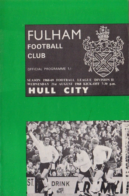 Football Programme>FULHAM v HULL CITY Aug 1968