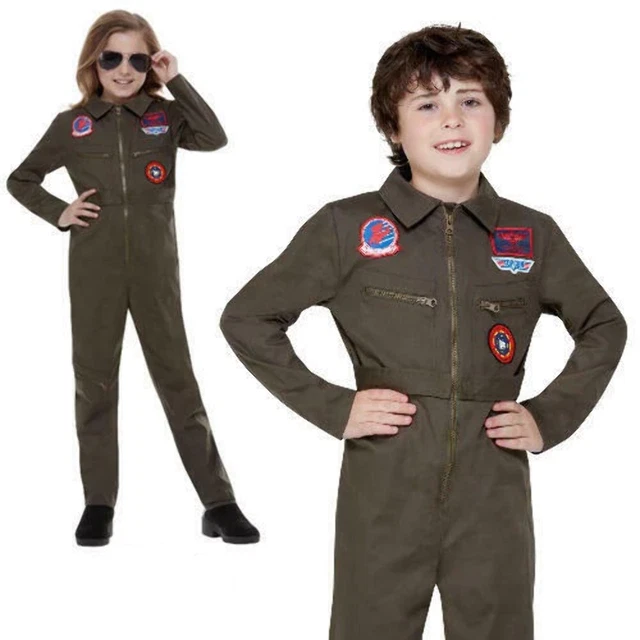 KIDS OFFICIAL TOP Gun Costume Flight Suit Pilot Aviator Boys Girls