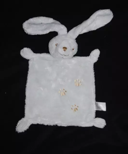 Doudou plat lapin gris bleu empreinte pattes nez beige brun SIMBA KIABI NICOTOY