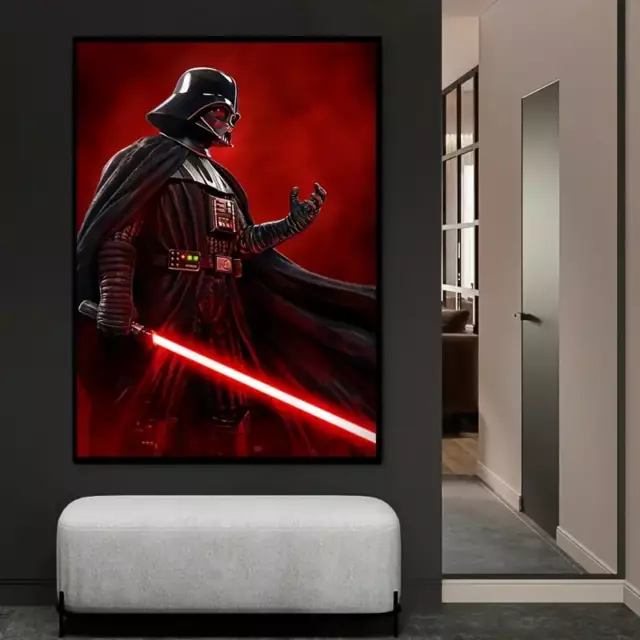 1pc Cool Darth Vader w/ Light Saber Canvas Disney Wall Poster Star Wars Unframed