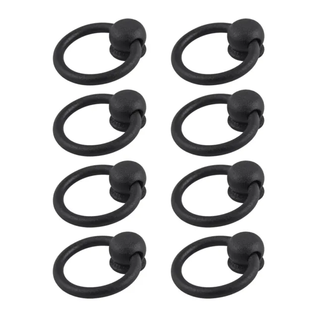 8 Ring Pulls Black Wrought Iron Mission Style Set of 8 | Renovator's Supply
