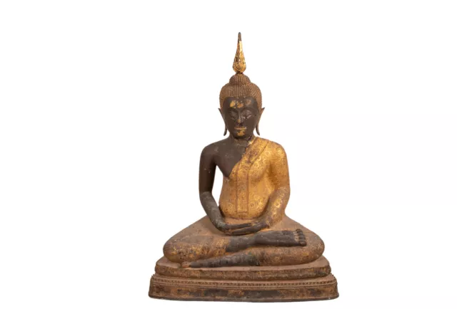 Massiver Pang Samti Buddha. Bronze. Ayutthaya / Rattanakosin Stil 18./ 19. Jh.