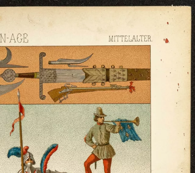 1890 - Armes et soldats du Moyen-âge - Uniformes militaires - archers cavaliers 3