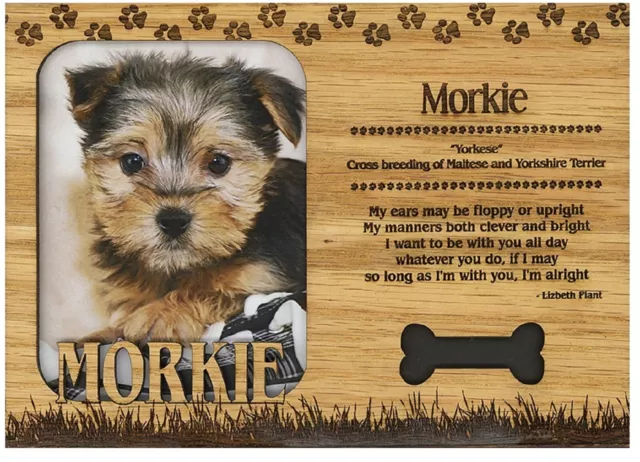 Morkie Engraved Wood Picture Frame Magnet