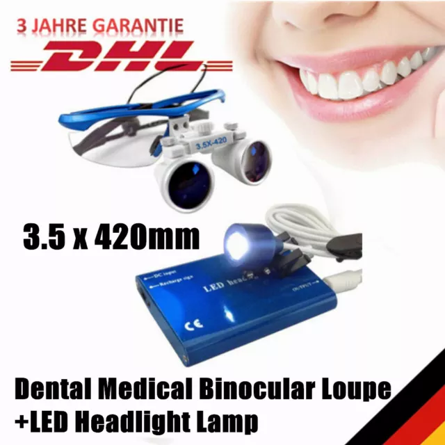 3.5X Dental BRILLENLUPE Kopflupe Lupenbrille Loupes Magnifier LED Headlight