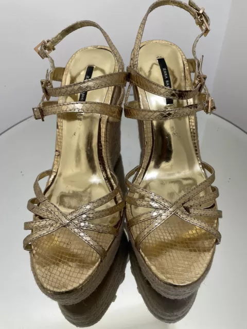 Zara gold wedges hotsell