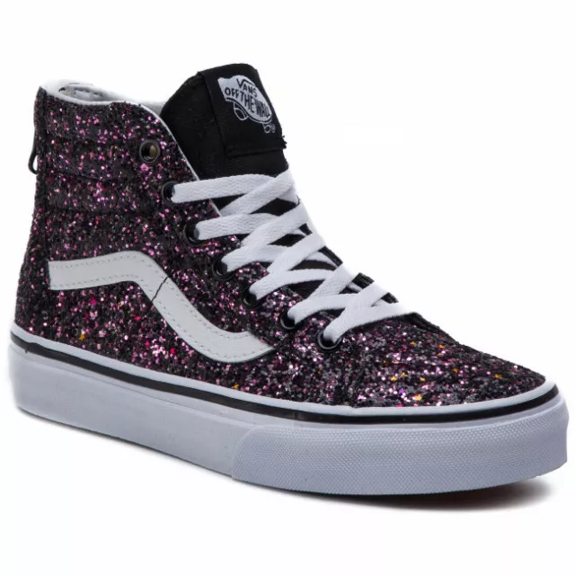 VANS SK8 HIGH con zip dietro Glitter Viola Black bambina ragazza