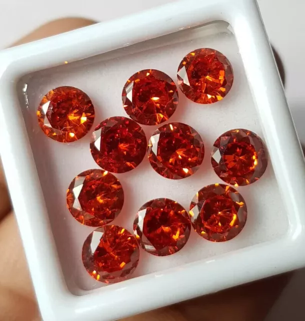 14.15 Cts Orange Zircon 5 MM Round  10 Pcs Lot Loose Gemstone Use For Ring t971