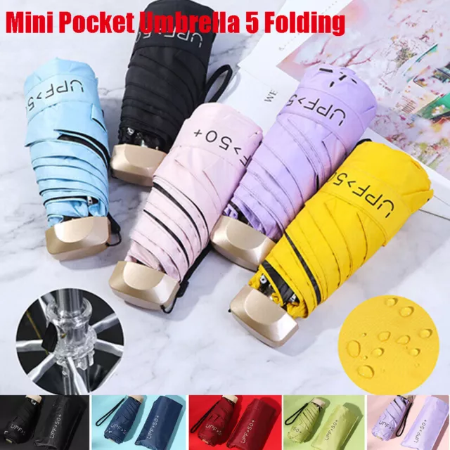 5 Folding Super Mini Pocket Compact Umbrella Sun Anti UV Rain Windproof Travel