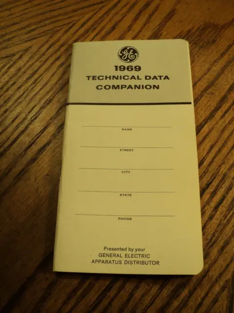 Vintage G E 1969 Technical Data Companion from G E Apparatus Distributor