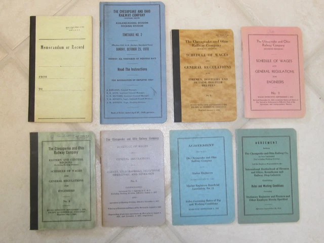 Lot of  Chesapeake and Ohio Railway booklets and employee timetable.
