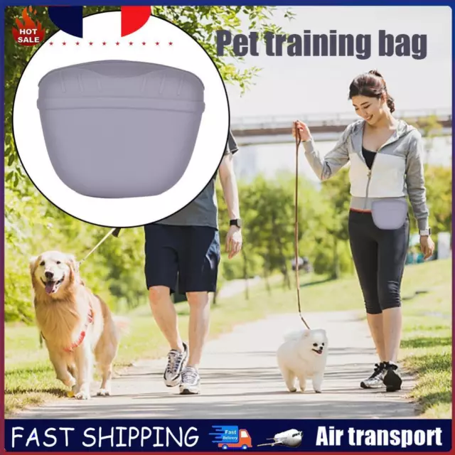 Dog Training Treat Bag Puppy Walking Snack Reward Waist Feed Pouch (Grey) FR