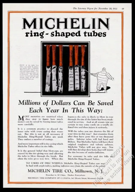 1922 Bibendum Michelin Tire Man art tubes color photo vintage print ad