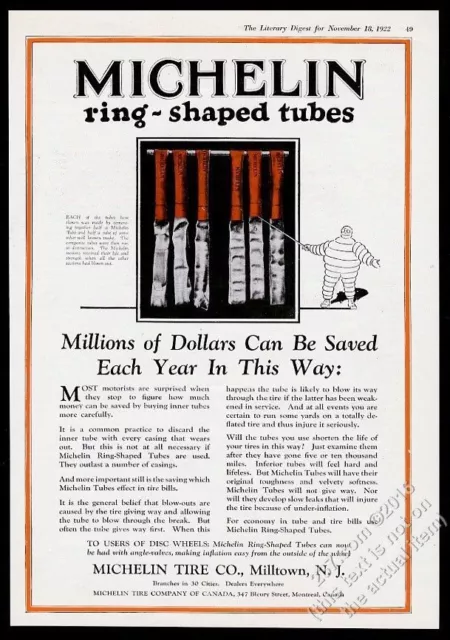 1922 Bibendum Michelin Tire Man art tubes color photo vintage print ad