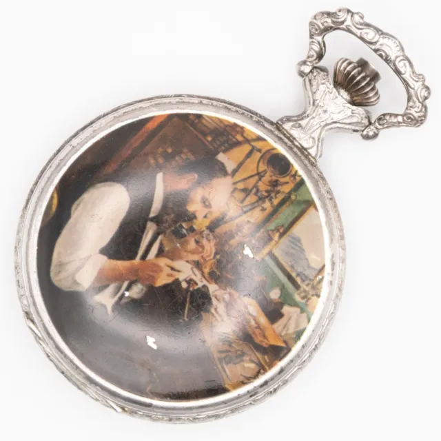 Arnex / Unitas 6498 17j Vintage Pocket Watch w/ Watchmaker Motif, Keeps Time