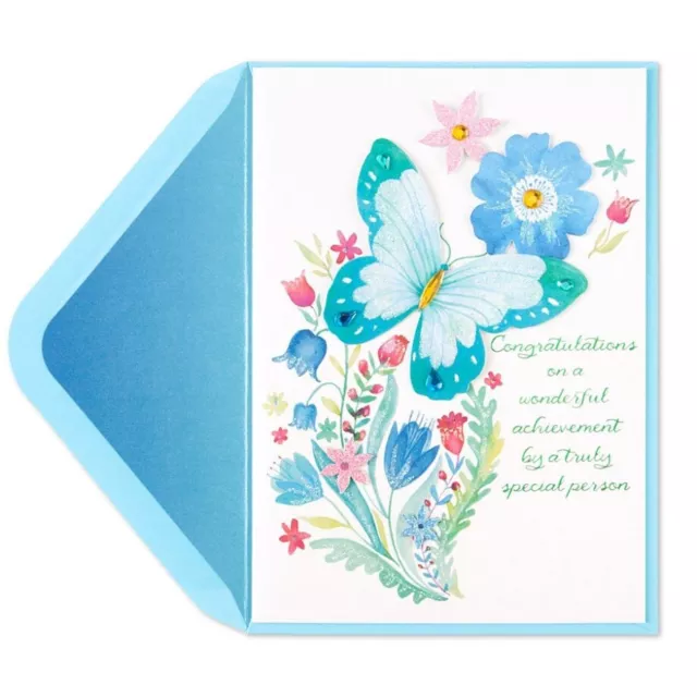 Papyrus Greetings Graduation Card Congratulations Butterflies on Die-cut Flowers