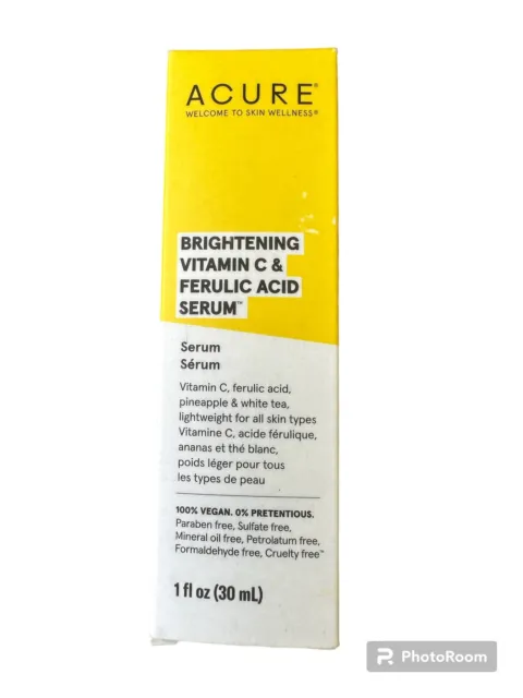 Acure Brightening Vitamin C & Ferulic Acid Oil Free Serum For Face - 1 fl oz