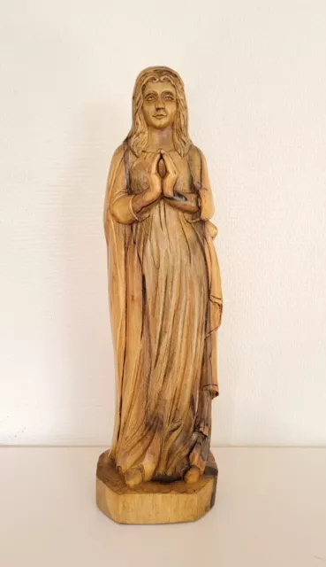 Très Belle Statue Sainte Vierge Marie en Bois Signé R. GAIME H. 43 cm Religion