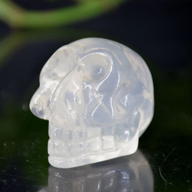 100%Natural White crystal quartz Skull hand Carved Crystal reiki healing 6